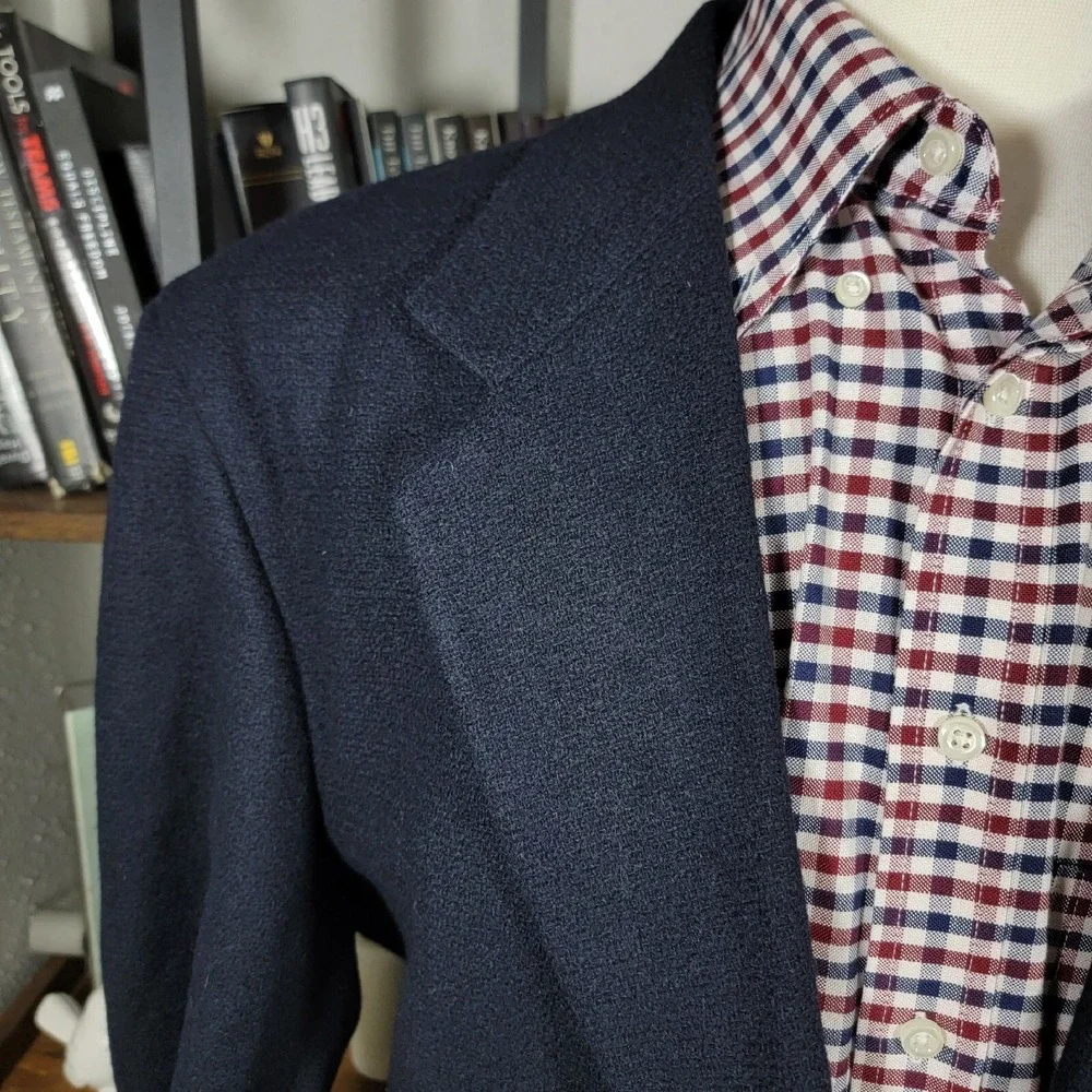 Eddie Bauer Men's Sport‎ Coat Blazer Two Button Navy Blue Wool Nylon Size 46T
